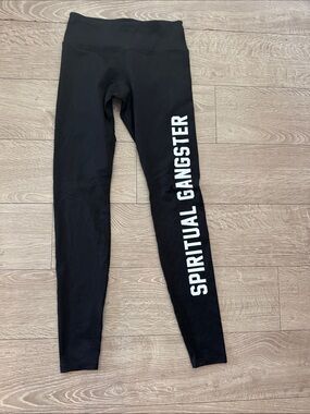 NWOT Spiritual Gangster Black Leggings with White Side Logo